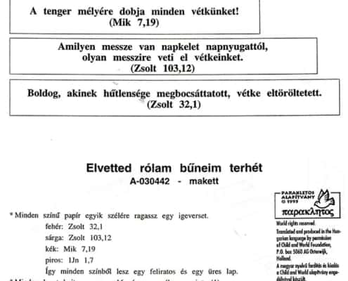 Elvetted rólam bűneim terhét - hajtogatós makett