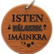 Kulcstartó, fa, kerek (Isten válaszol)