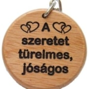 Kulcstartó, fa, kerek (A szeretet)