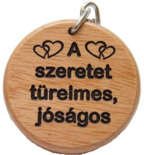 Kulcstartó, fa, kerek (A szeretet)