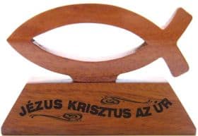 Asztali dísz, fa, hal (Jézus Krisztus az Úr)