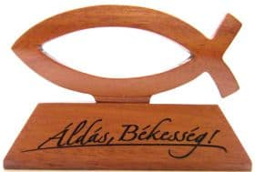 Asztali dísz, fa, hal (Áldás, Békesség)