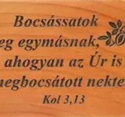 Hűtőmágnes, fa, szögletes (Bocsássatok)